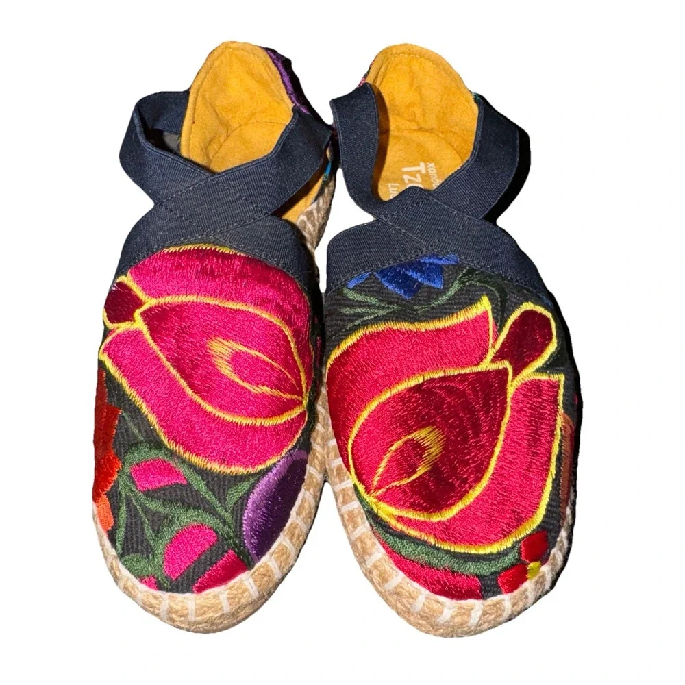 Tzotzil Espadrille Flats Embroidered Artisan Art Shoes Comfort Women's 23 US 6